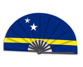2022 Wholesale Custom Printed National Cuntry Flag Curagao Folding Bamboo Hand Held Fan