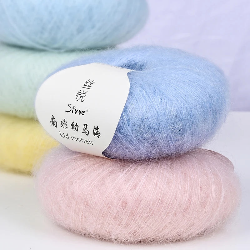 20g/Ball 260m Soft Thin Mohair/Acrylic Blended Yarn Dyed for Hand Knitting & Embroidery Weaving Sewing Ring Spun China