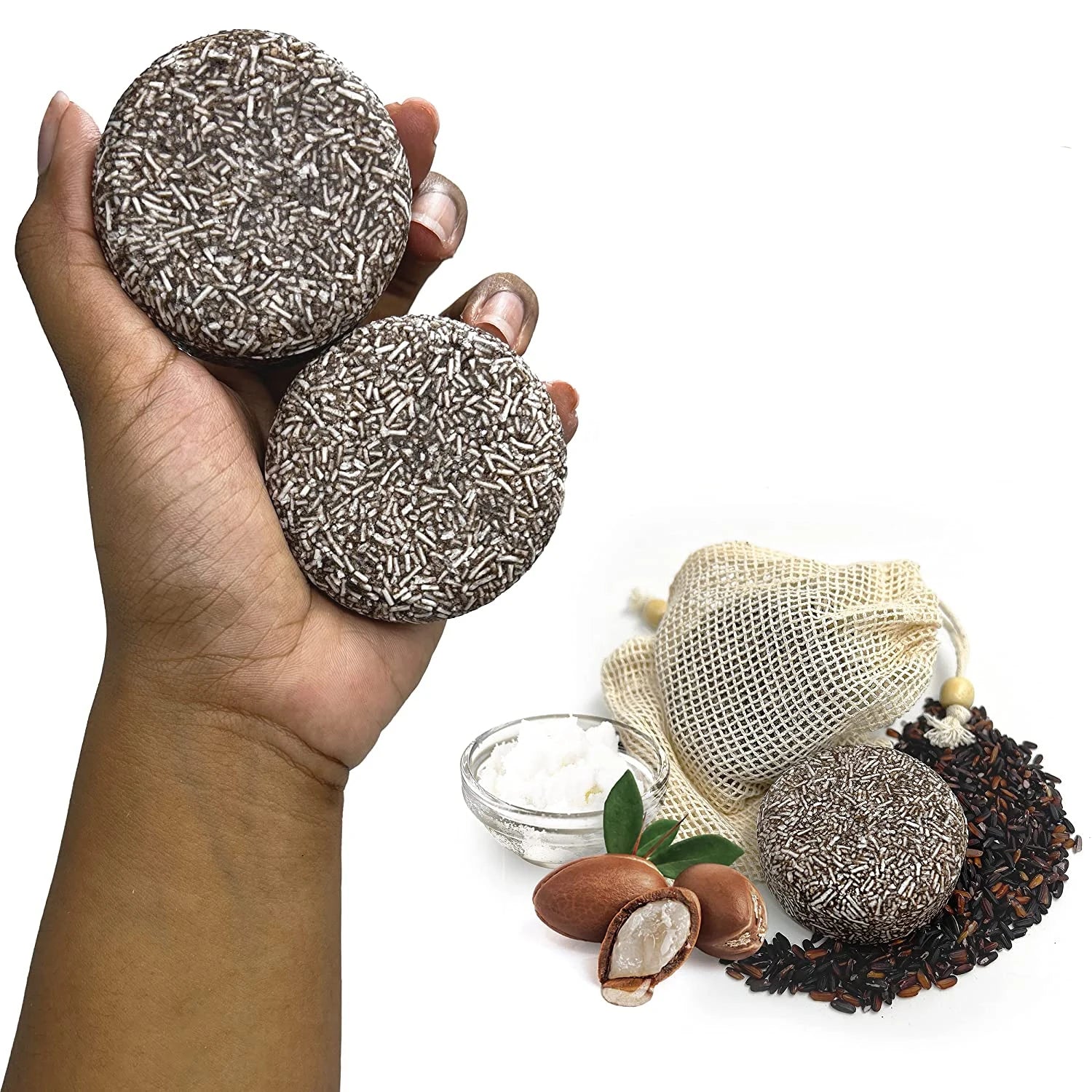 Vegan All Natural Cream Shampoo Bar Sulfate Free Black Rice Water for Hair Growth Moisture & Shine -739123