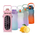 Plastic Gradient Water Bottle Transparent Straw Water Bottle Cup Summer Outing Convenient Water Bottle