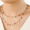 2023 Fashion Heart Star Stainless Steel Pieces Green Blue Red Small Zircon Necklace for Women