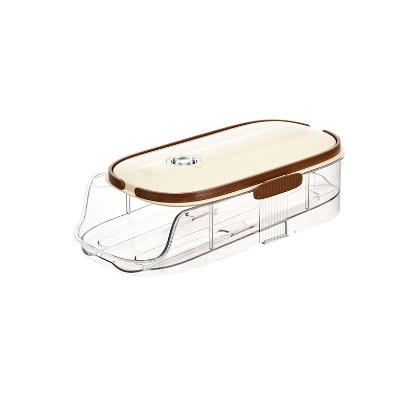 1-layer  Egg Holder for Fridge Automatic Scrolling Egg Rack Organizer Storage Box Eggs Dispenser Auto Rolling Transparent