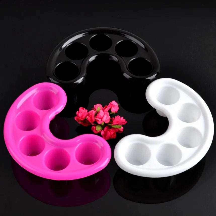 Professional Portable Nail Art Tool Wholesale 5 Finger Hole Multicolor Plastic Manicure Nail Soak Bowl