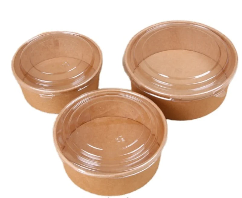 1300ML Paper Soup Bowl Disposable Takeaway Paper Salad Bowl Packaging for Noodle Soup Rice Curry With PS Lid