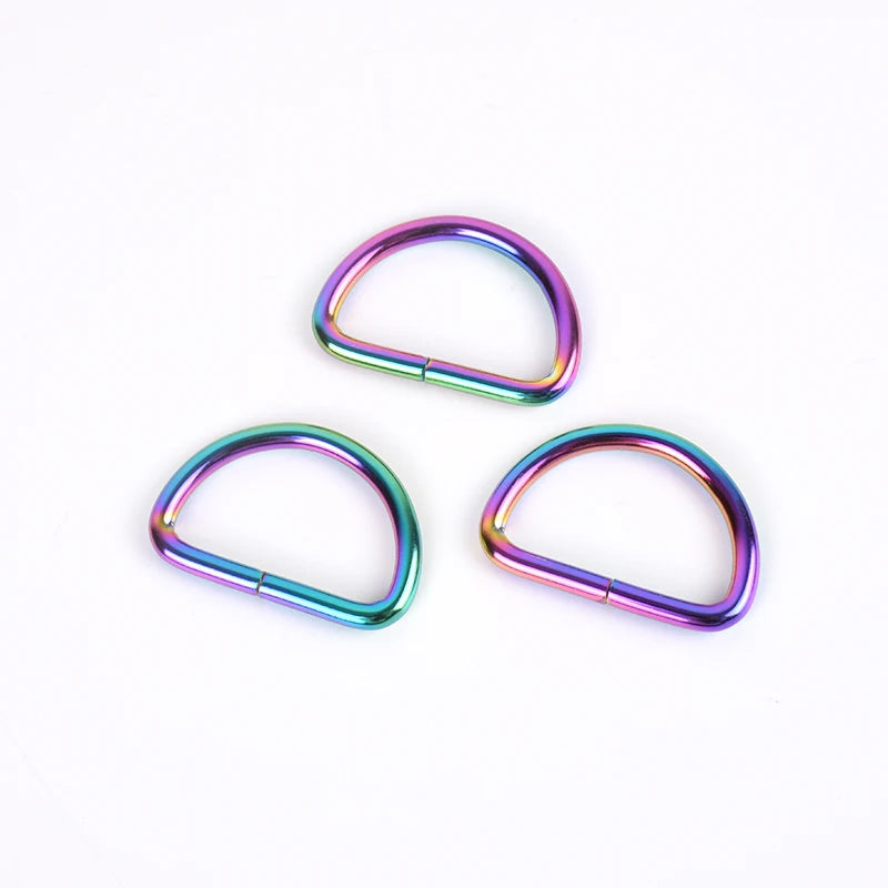 13mm 20mm 25mm 32mm 38mm Handbag D Ring Metal Rainbow Color D Ring Buckle