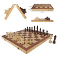 New High Quality 15 Inch Wooden Magnetic Foldable Portable Eco-Friendly Durable Chess Board Checkers Set Chess Box for Children