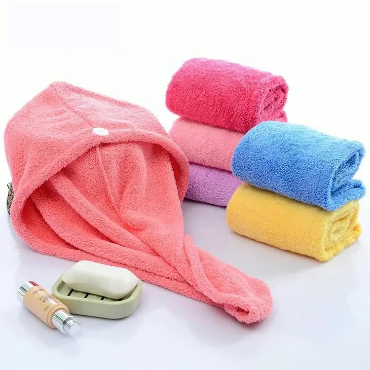 Soft Plastic Turban Hair Drying and Hair Dyeing Cap Plush Bath Shower Product for Adults and Children