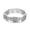 Hip Hop Rapper Miami Cuban Chain Bracelet CZ Zircon Ice Out Men's Copper Bracelet