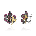 Abiding Gold Plated Bird Animal Natural Garnet Stone 925 Sterling Silver Flower Earrings Jewelry for Women