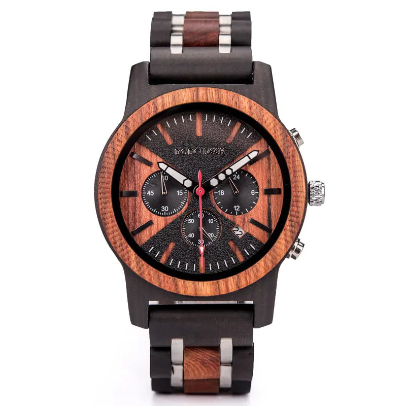 Wholesale New Style Handcraft Wooden Watch OEM Stainless Steel Band Fashion Week Date Display with Logo Customized 2020 Men 38mm