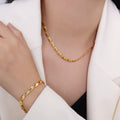 European Simple Stainless Steel 18K Gold Chain Necklace Bracelet Jewelry Set Women Spot Wholesale Custom