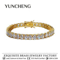 Custom 14K Gold Tennis Bracelet Cubic Zircon Classic Sparkling Bracelet for Women Custom Length Jewelry Cooper Brass Bracelets