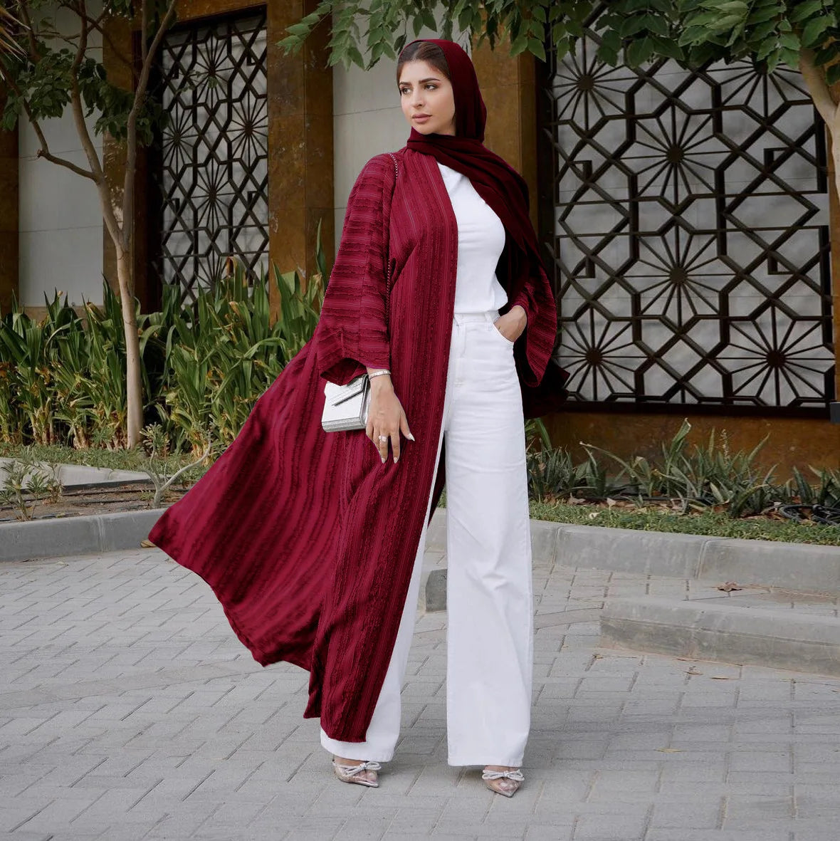 Middle East Muslim Women's Arabic Robe Pure Color Solid Color Simple Design Casual Dress Kimono Abaya Women Muslim Dress