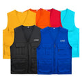 Oem Men's Oversize Utility Vest With Multiple Pockets Sleeveless for Outdoor Fishing & Hunting Custom Logo Printed Summer Fabric