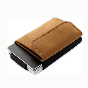 Genuine Leather Pull Card Bag New Cowhide Pocket Money Large Capacity Elastic Bank Card Clip Wallet