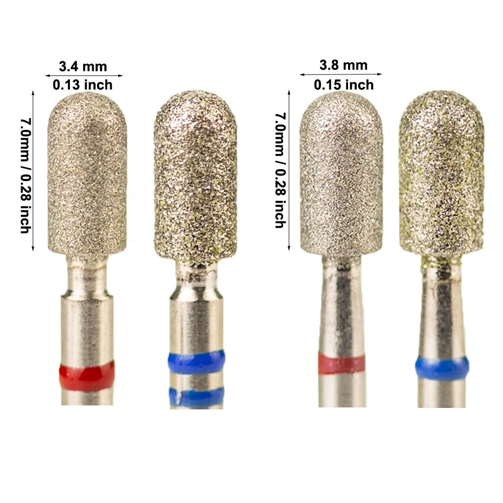 Rotary Burrs 4.0*7.0mm Smooth Top Barrel Safety E File Wholesale Russian Cuticle Manicure Nail Drill Bits Diamond High Quality
