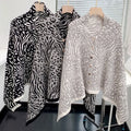 Fashion Summer Women's Leopard Knitted Net Red Shoulder Outdoor Traveling Custom Pattern Scarf Cape Neck Shawl