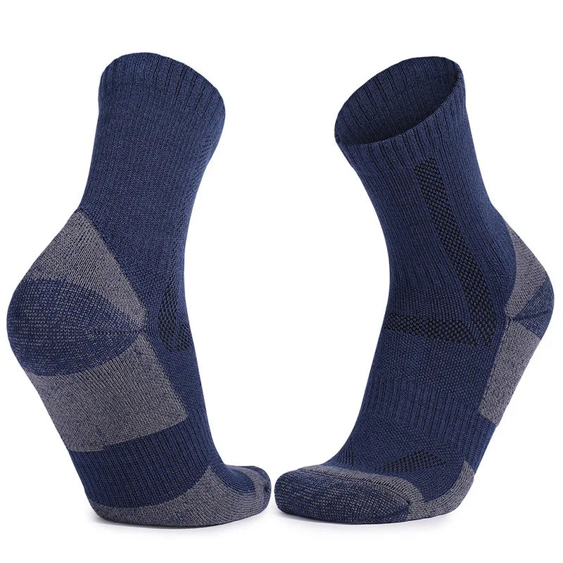 Men's Professional Sports Socks Warm Breathable Deodorant Spandex Wool Nylon Outdoor Hiking Socks Thickened Terry Merino Wool