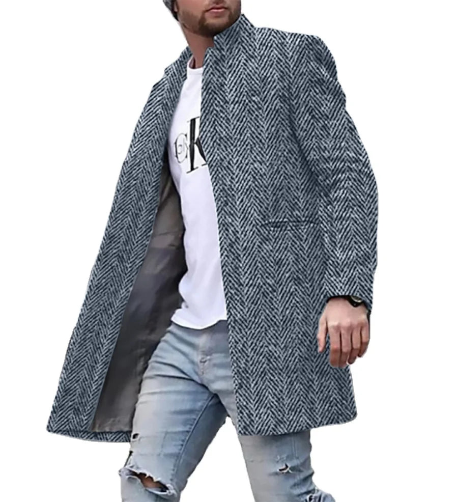 Best Selling Promotional Fashion Single-breasted Long Winter Coat for Men Polyester Eco-Friendly