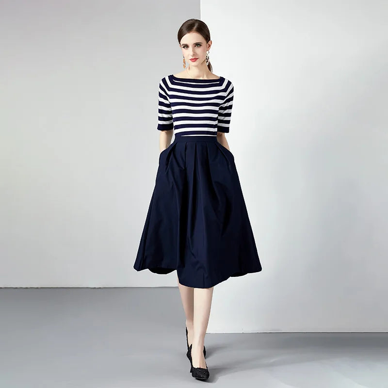 Women's Elegant Bohemian-Style Chiffon Dress Ruched Natural Waist Long Sleeves Pleated Winter Autumn