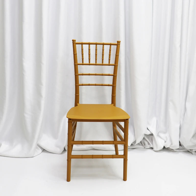 Wholesale Modern Gold High-Temperature Painted PP Stackable Plastic Wedding Dining Chairs Indoor Outdoor Use Restaurants Dinning