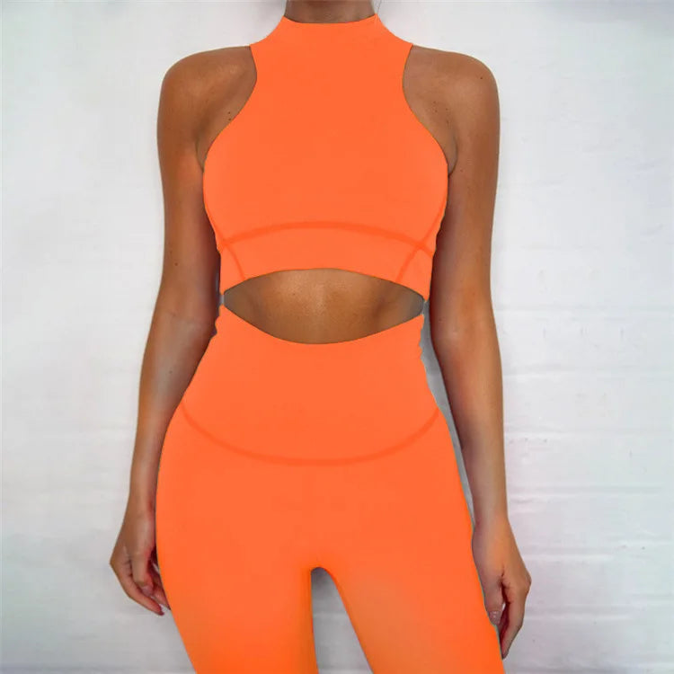 Clearance Sale European and American Women's Back Zipper Vest Yoga Pants Yoga Clothing Set Hot Selling Yoga Clothing