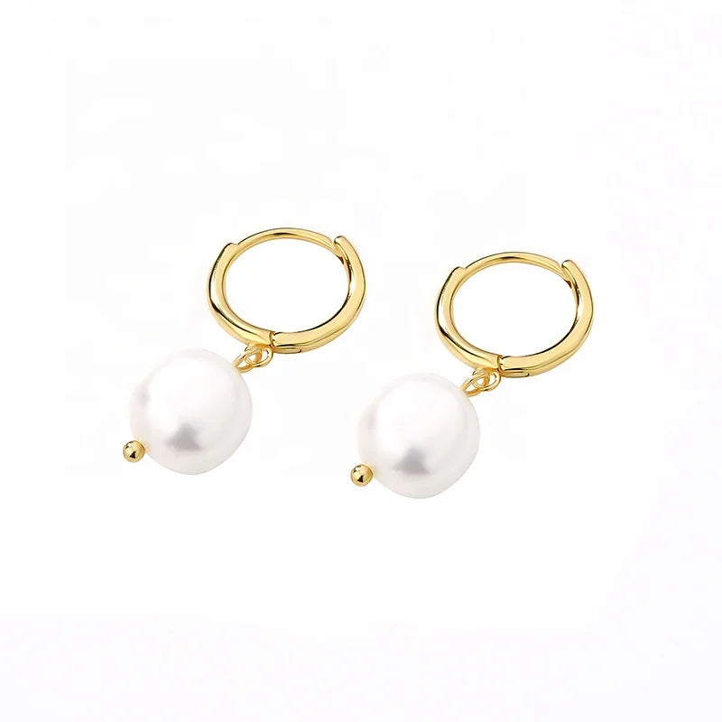 Baroque Style Freshwater Pearl Drop Earrings for Women Fashion Dangle Stud Pedant Jewelry