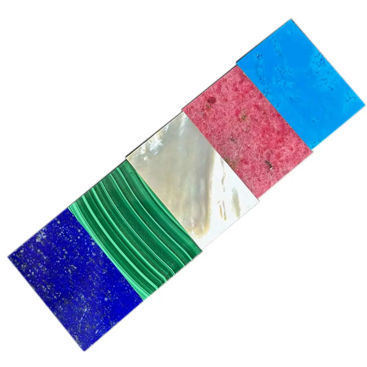 Top Quality 31x49x2mm Flat Natural Malachite Lapis Rhodonite Turquoise  Mother of Pearl Shell Rectangle Sheet for Art Decoration