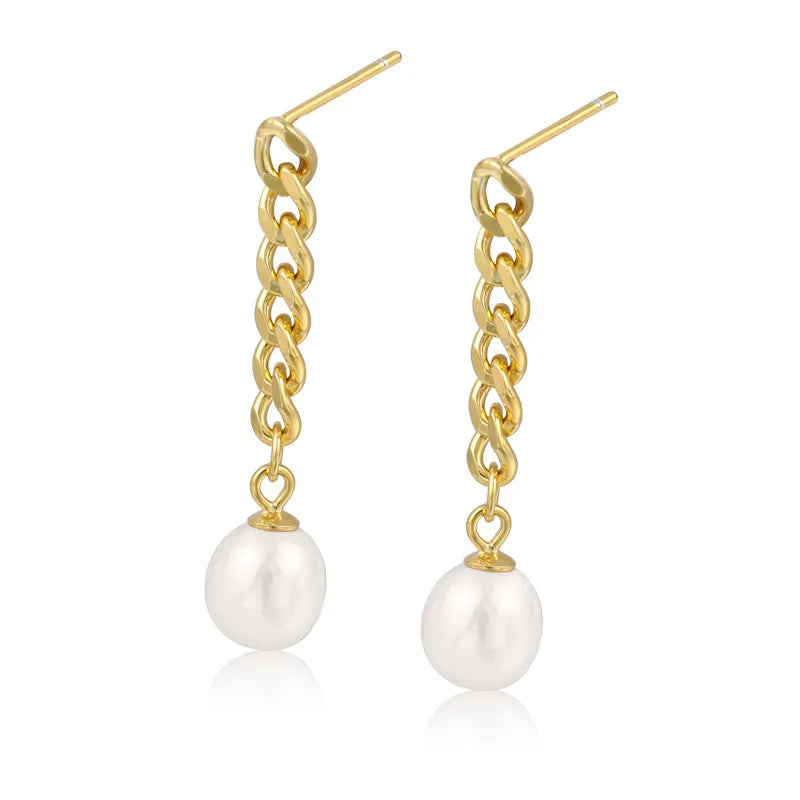Fine jewelry 925 sterling silver 18k gold natural freshwater pearl stud earrings for women