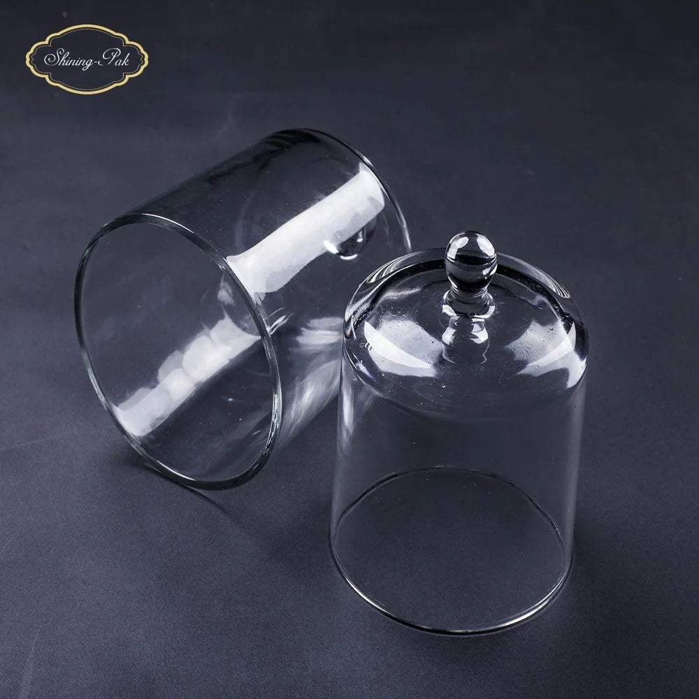 D96.2*H139.5MM 445g Manual Blowing Glass Wax Cup Wedding Home Christmas Bell Jar Candle Holder Wax Cup