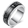 Hot Selling Men's Retro Stainless Steel Circular Letter Ring Simple 18k Customizable Logo Vintage Fashionable Style Classic Ring