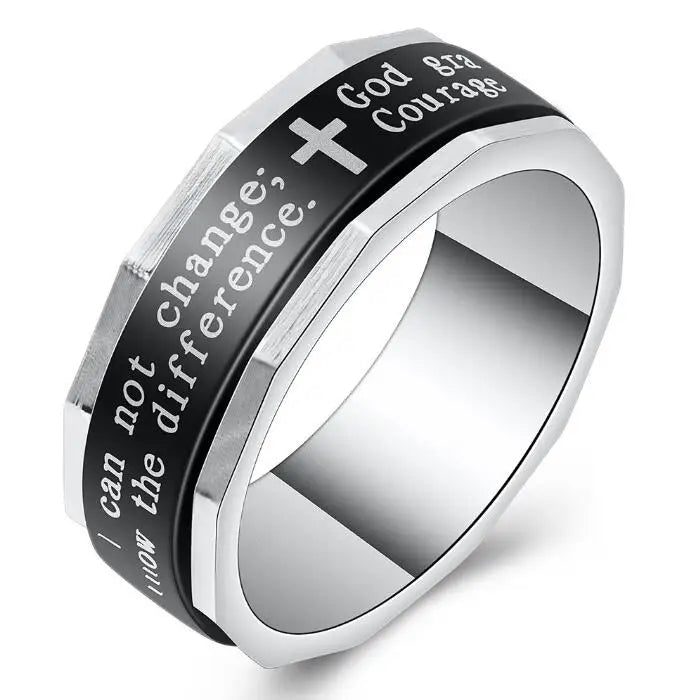 Hot Selling Men's Retro Stainless Steel Circular Letter Ring Simple 18k Customizable Logo Vintage Fashionable Style Classic Ring