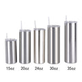 12oz 15oz 20oz 30oz Stainless Steel Cups Steel Color Double Walled Vacuum Straight Skinny Tumbler With Lids