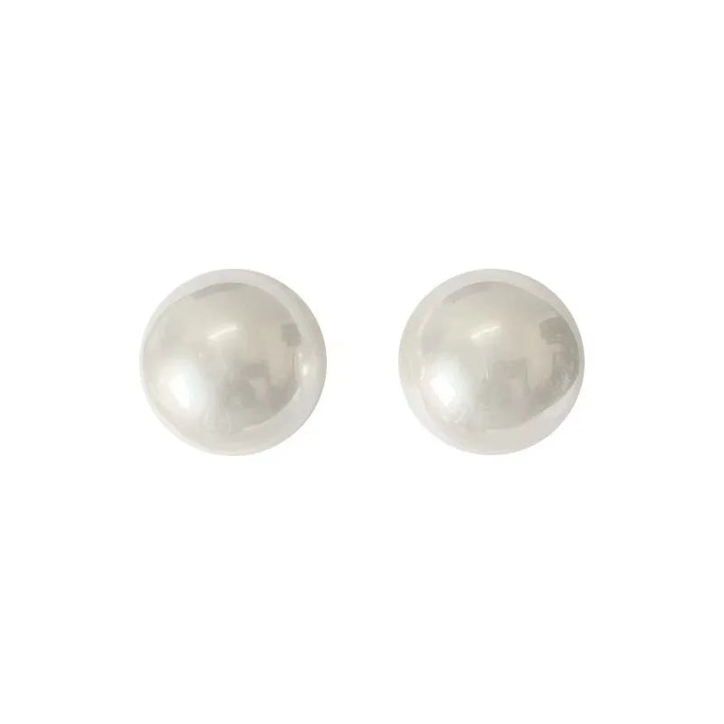 Classic Style 12mm Sterling Silver White Ball Shape Imitation Pearl Stud Earrings Engagement Anniversary Wedding/Party Gift for