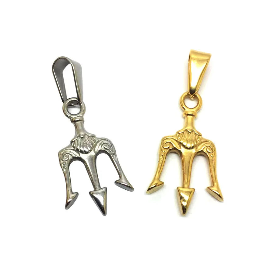 Olivia Greek Mythology Neptune Pendant 18K Gold Stainless Steel Men Necklace Poseidon Trident Pendant Jewelry