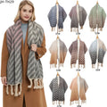 Landfond Accessory Winter Women's Hand-knotted Tassel Woven Scarf Warm Diamond Pattern Soft Scarf