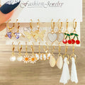 VKME Trend Heart Shell Earrings Butterfly Flower Pearl Earrings for Women Jewelry