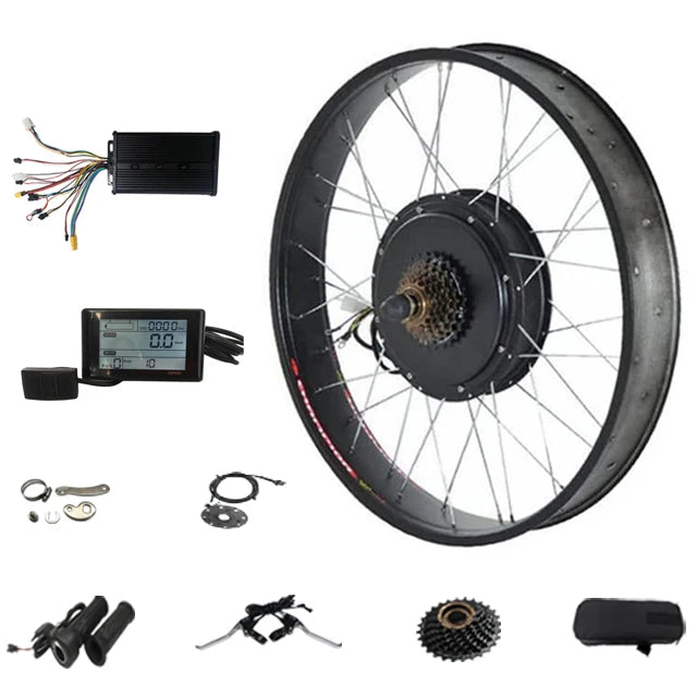 20-26nch Fatbike Fat Tire Ebike Conversion Kit 52V 72V 2000W Rear Wheel Hub Motor Electric Bicycle Conversion Kit for Snow Ebike