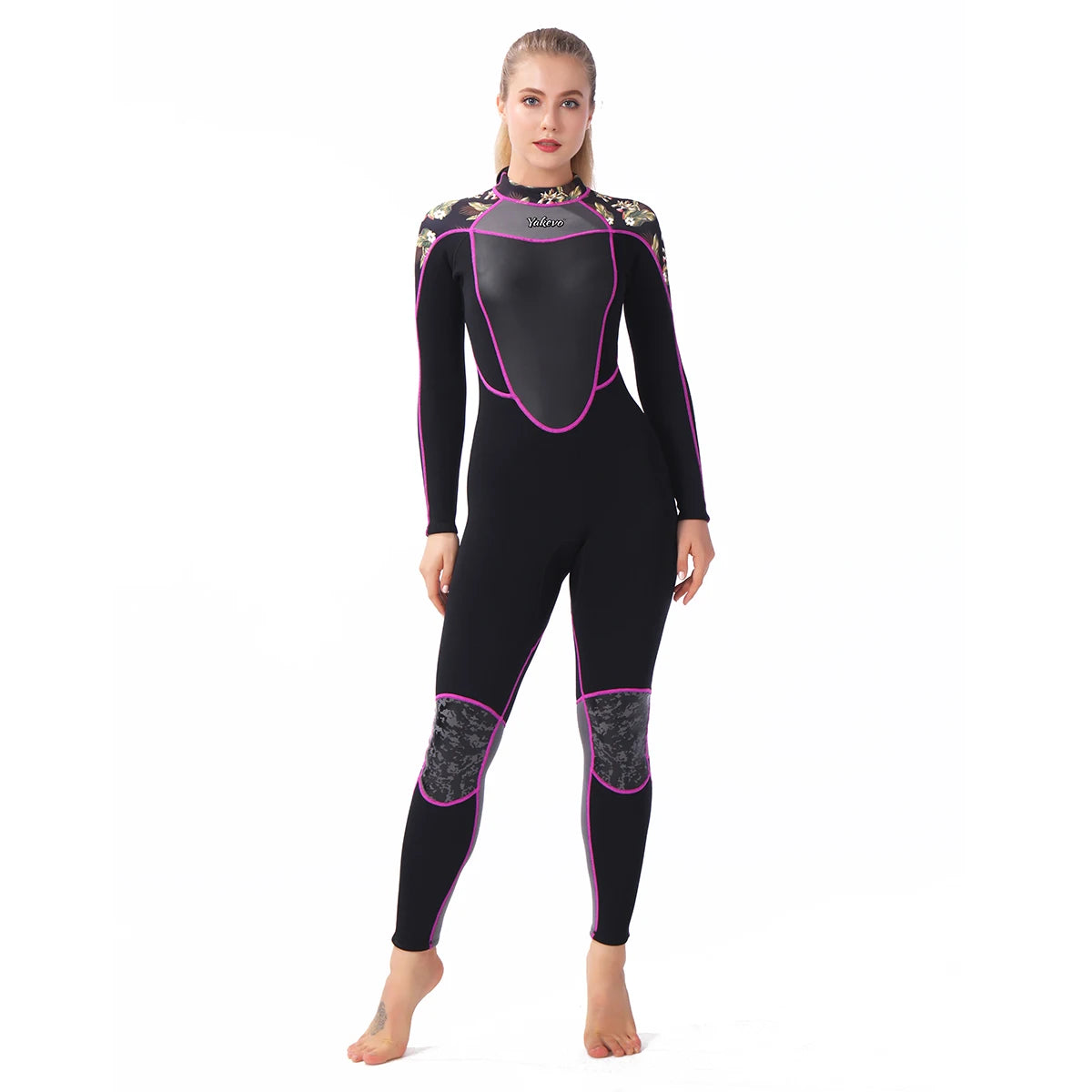 Women Full Wetsuit 3mm Neoprene Swimsuit Back Zipper Wetsuit Wet Suits for Women in Cold Water and Suitable for Diving Swim