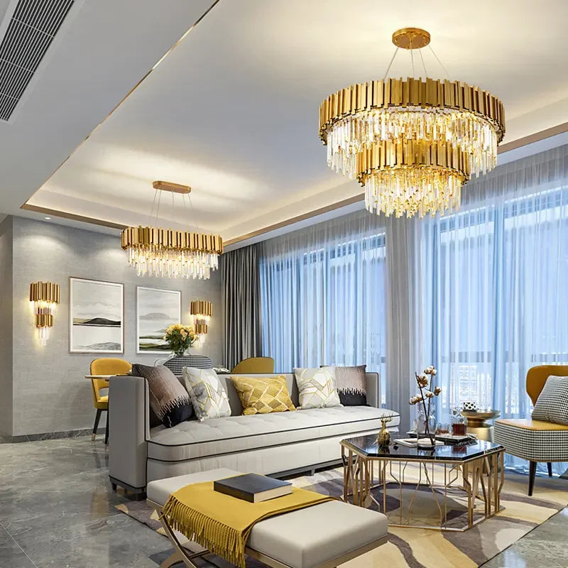 Light Luxury Post-modern Chandeliers K9 Crystal Pendant Light Guzhen Hanging Lights Decorative Lighting