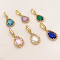 18K Gold Plated Copper Classic Teardrop Charm Pendant for Necklace Making Unisex Gift