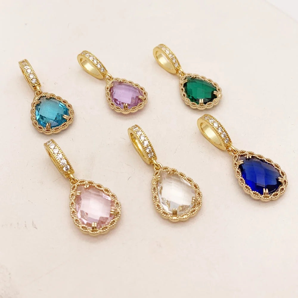 18K Gold Plated Copper Classic Teardrop Charm Pendant for Necklace Making Unisex Gift