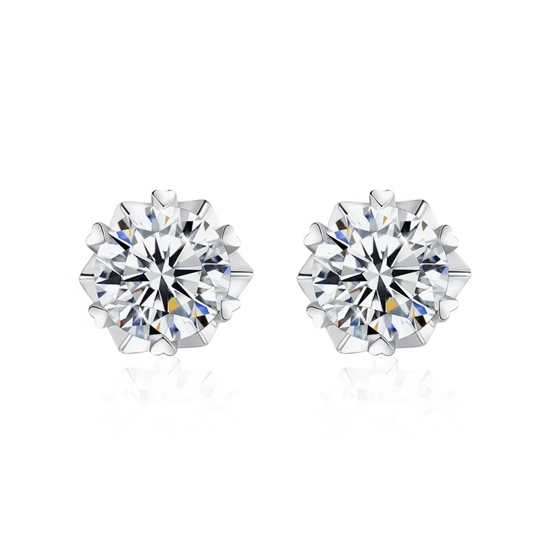 Gra Luxury Ladies 0.5CT Snowflake Earrings 925 Sterling Silver Unusual Sparkling Moissanite Diamond for Wedding Parties