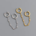 New Design 925 Sterling Silver Earrings Double Circle-shaped Chain Tassel Chain 18k Gold Plated Ear Cuff Earrings