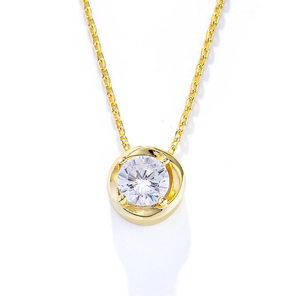 High Quality Classic Luxury Design 925 Sterling Silver Lady Large Round Diamond Cz Pendant Necklace
