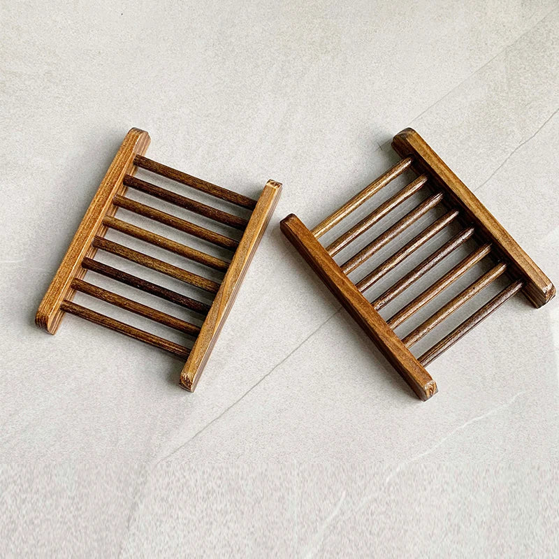 Logo Laser Print Custom Dark Wood Soap Dish Wooden Soap Tray Holder Storage Soap Rack Plate Box Container for Bathroom
