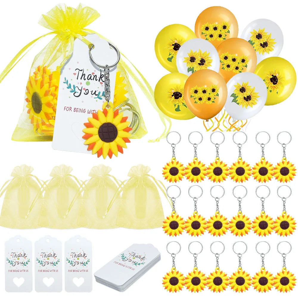 Damai Sunflower Party Favors Cutie Ornament Keychains Pendants Hanging Return Gifts for Birthday Bridal Wedding Baby Shower
