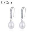 LUOTEEMI Fine Jewelry Earing Woman Bridal Designer Christmas Wedding Elegant 925 Pearl Drop Earrings