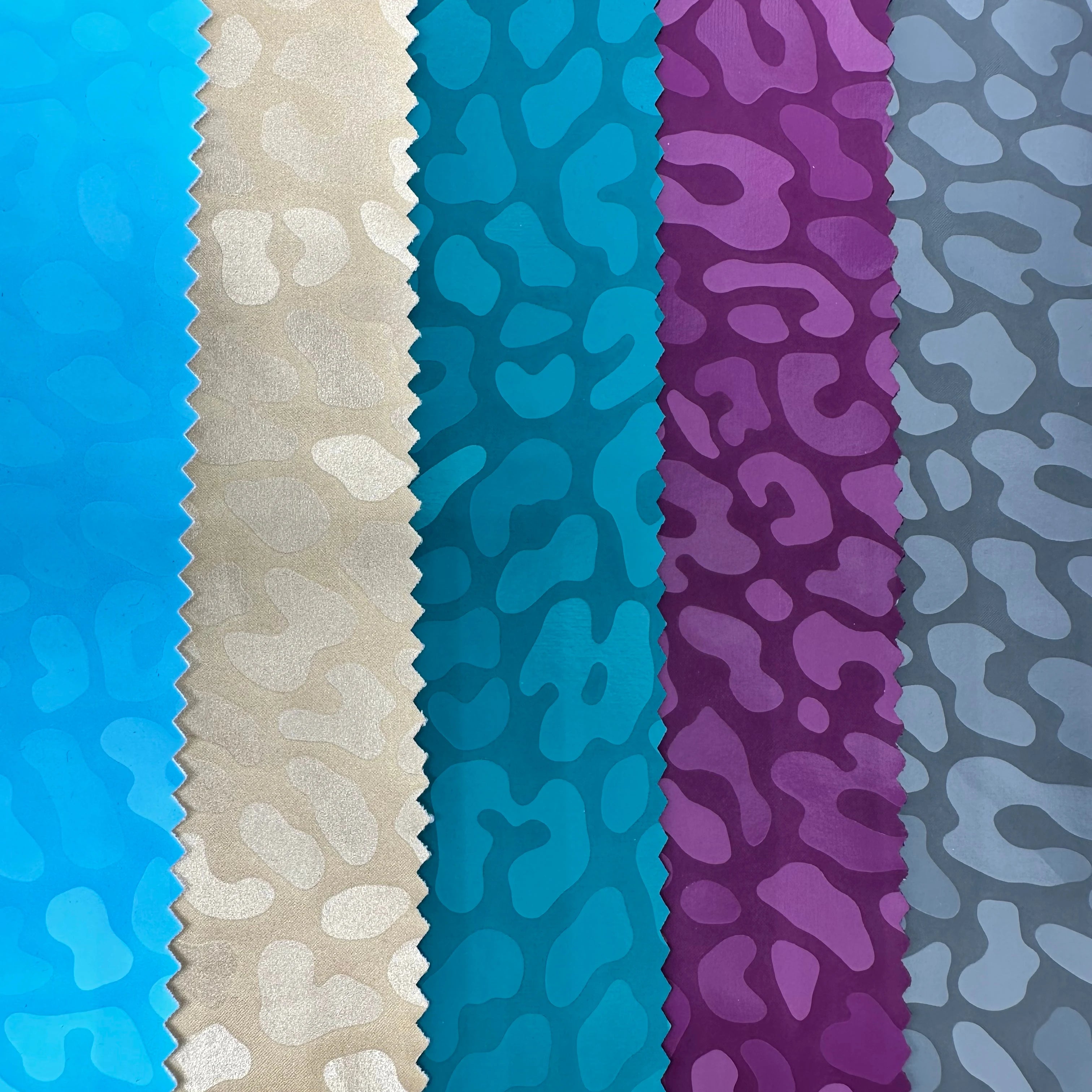 PFAS FREE angcai 230gsm Thickness Fashion Waterproof Irregular Printed Pattern Faux PU Leather Fabric for Garment and Skirt
