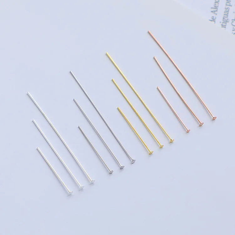 Hot Sale 925 Sterling Silver Gold Plating Minimalism 0.5mm Flat Head Pins for DIY Jewelry Making